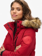 Superdry Red Everest Faux Fur Longline Jacket - Image 4 of 6