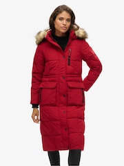 Superdry Red Everest Faux Fur Longline Jacket - Image 5 of 6
