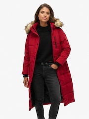 Superdry Red Everest Faux Fur Longline Jacket - Image 6 of 6