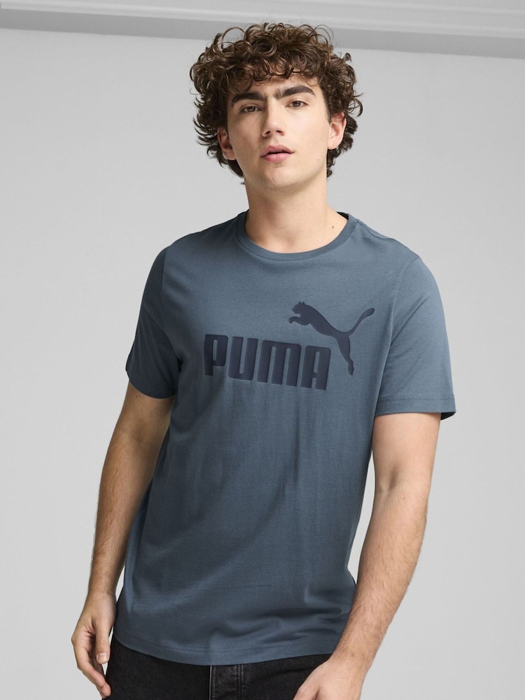 Puma Grey Mens Essentials Logo 100% Cotton T-Shirt - Image 1 of 5