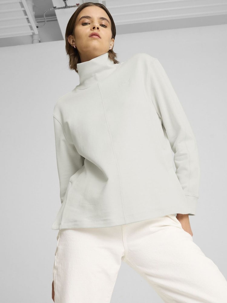 Puma Grey Womens Her High Neck Crew Top - Image 1 of 1