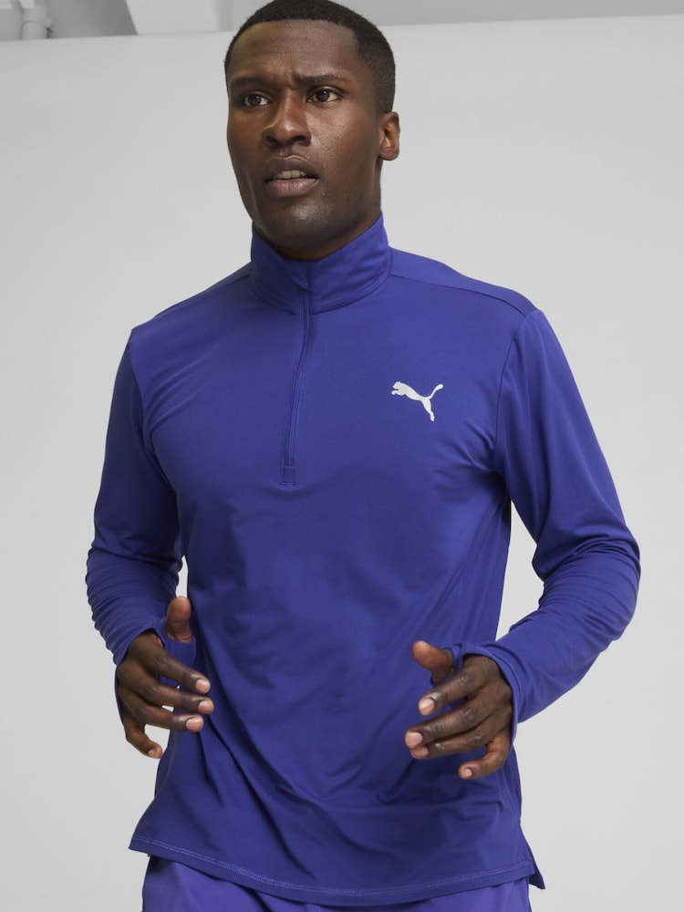 Puma Blue Blue Run Favourite Quarter-Zip Running Sweatshirt - Image 1 of 7