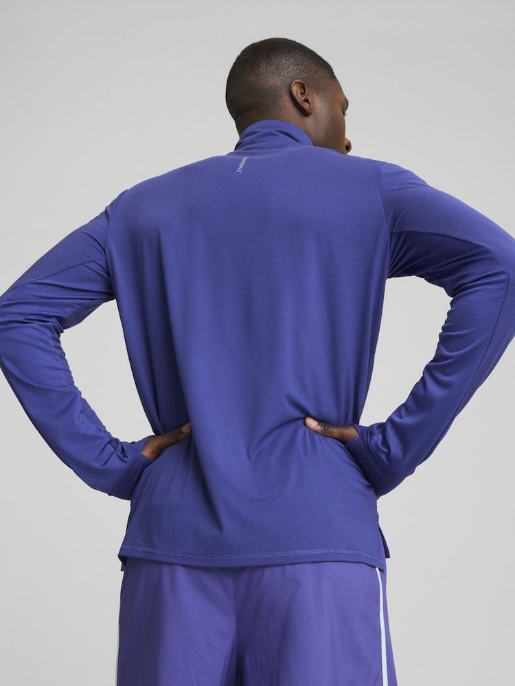 Puma Blue Blue Run Favourite Quarter-Zip Running Sweatshirt - Image 2 of 7