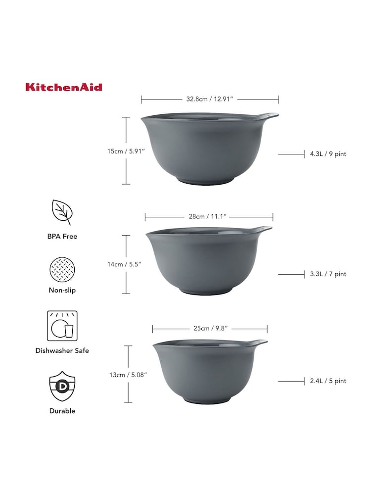 Kitchen Aid Ensemble de bols mélangeurs Ensemble de 3 Pieces - Image 4 of 6