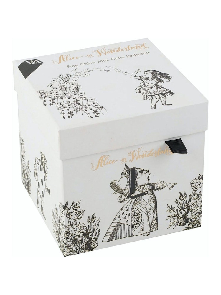 V&A Set of 2 White Alice in Wonderland Mini Cake Stands - Image 4 of 4