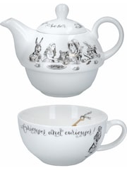 V&A Set of 2 White Alice in Wonderland Tea-for-One Teapots - Image 1 of 6