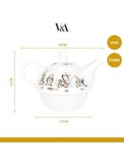 V&A Set of 2 White Alice in Wonderland Tea-for-One Teapots - Image 3 of 6