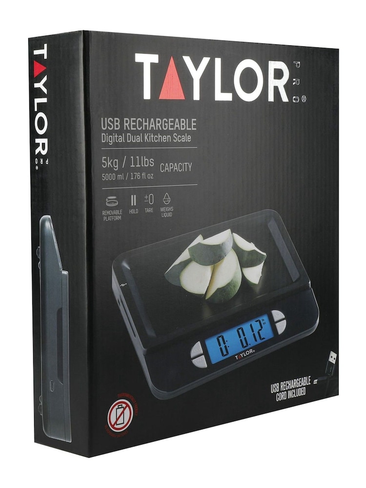 Taylor Black USB Rechargeable Kitchen Scales Tare Function - Image 5 of 5