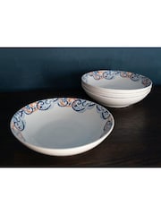 V&A Set of 4 Colourful Patterned Ceramic Pasta Bowls - Imagem 1 de 4