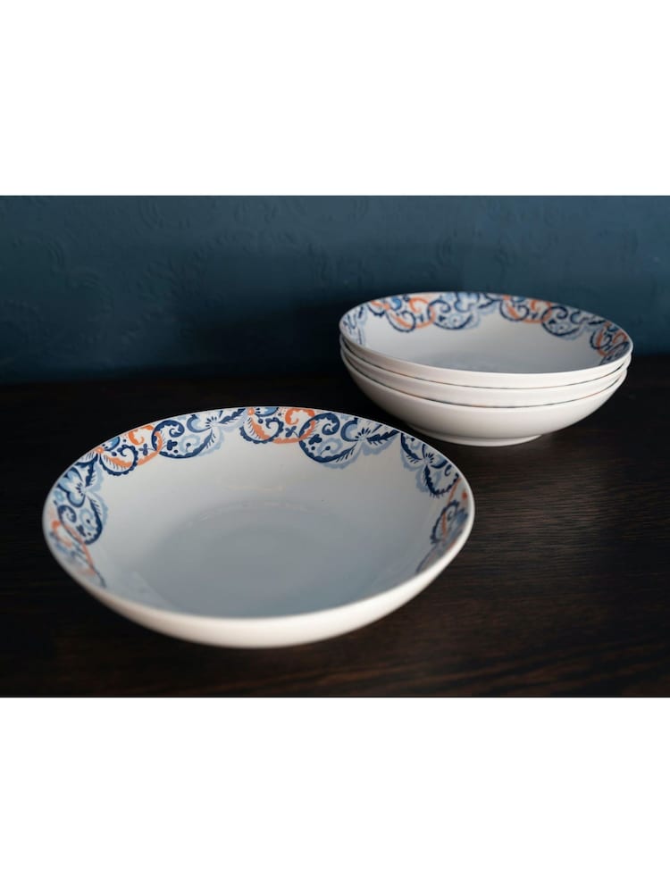 V&A Set of 4 Colourful Patterned Ceramic Pasta Bowls - Imagem 1 de 4