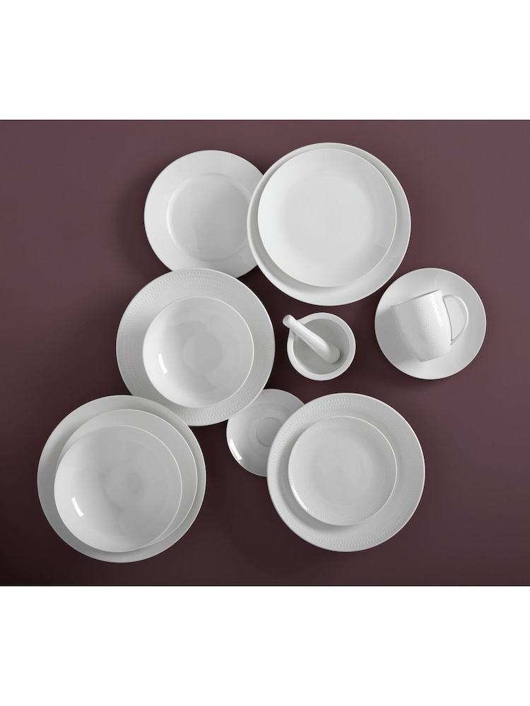 Maxwell Williams 16 Piece White Basics Diamonds Dinner Set - Image 2 of 5