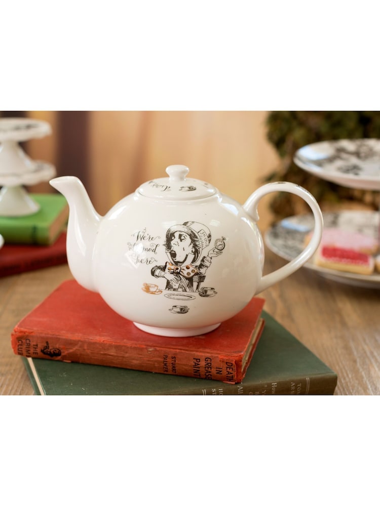 V&A White Large Alice in Wonderland China Teapot - Image 1 of 4