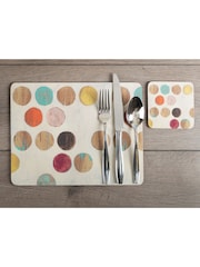 Creative Tops Set of 4 Cream Large Cork Backed Placemat Set with Retro Art - Image 1 of 6