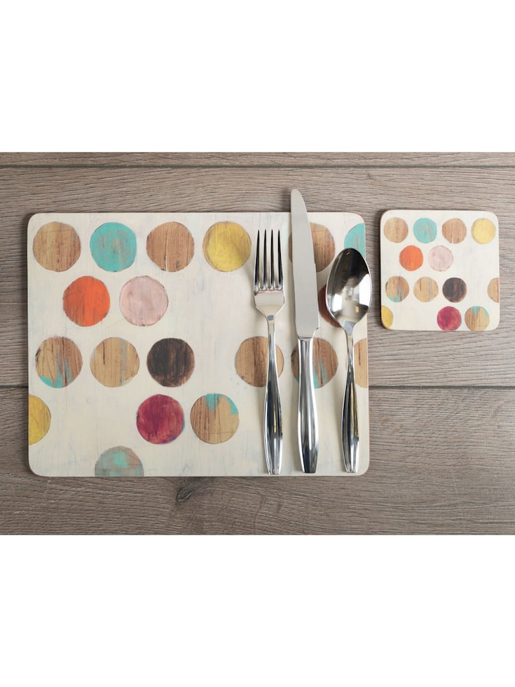 Creative Tops Set of 4 Cream Large Cork Backed Placemat Set with Retro Art - Image 1 of 6