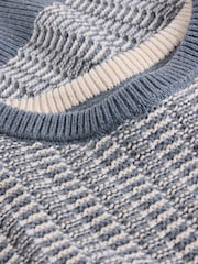 White Stuff Blue Textured Crew Neck Jumper - Image 6 of 6