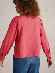 White Stuff Pink Pauline Frill Neck Top - Image 3 of 6