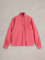 White Stuff Pink Pauline Frill Neck Top - Image 5 of 6