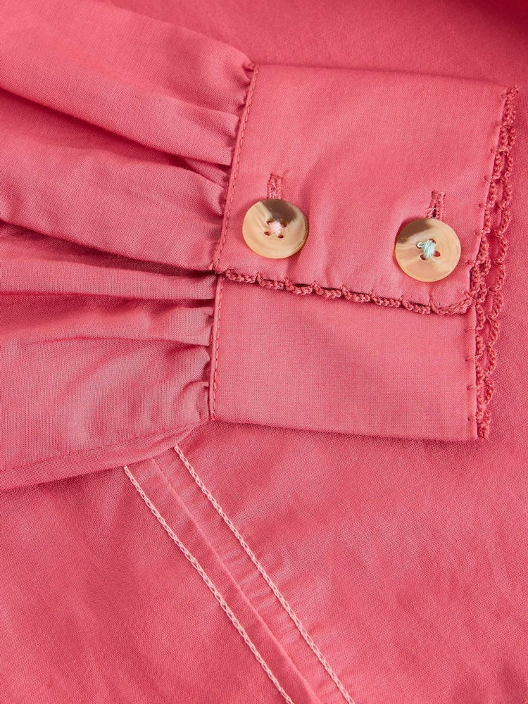 White Stuff Pink Pauline Frill Neck Top - Image 6 of 6