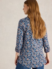 White Stuff Blue Annie Longline 100% Cotton Shirt - Image 2 of 6