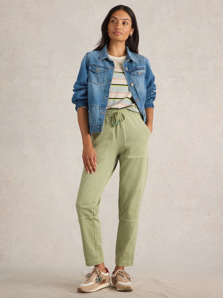 White Stuff Green Jude Jersey 100% Cotton Joggers - Image 1 of 6