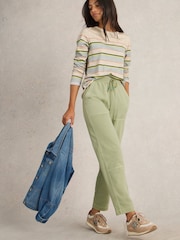 White Stuff Green Jude Jersey 100% Cotton Joggers - Image 2 of 6