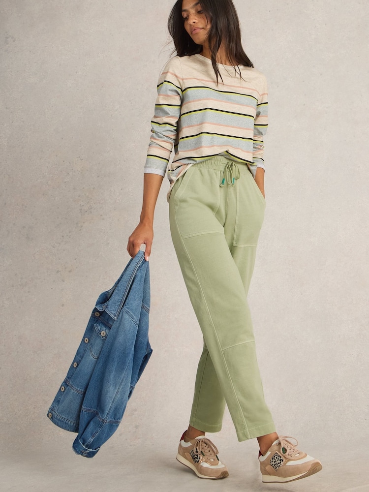 White Stuff Green Jude Jersey 100% Cotton Joggers - Image 2 of 6