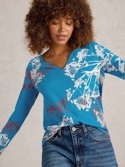 White Stuff Blue Nelly Long Sleeve 100% Cotton T-Shirt - Image 4 of 6