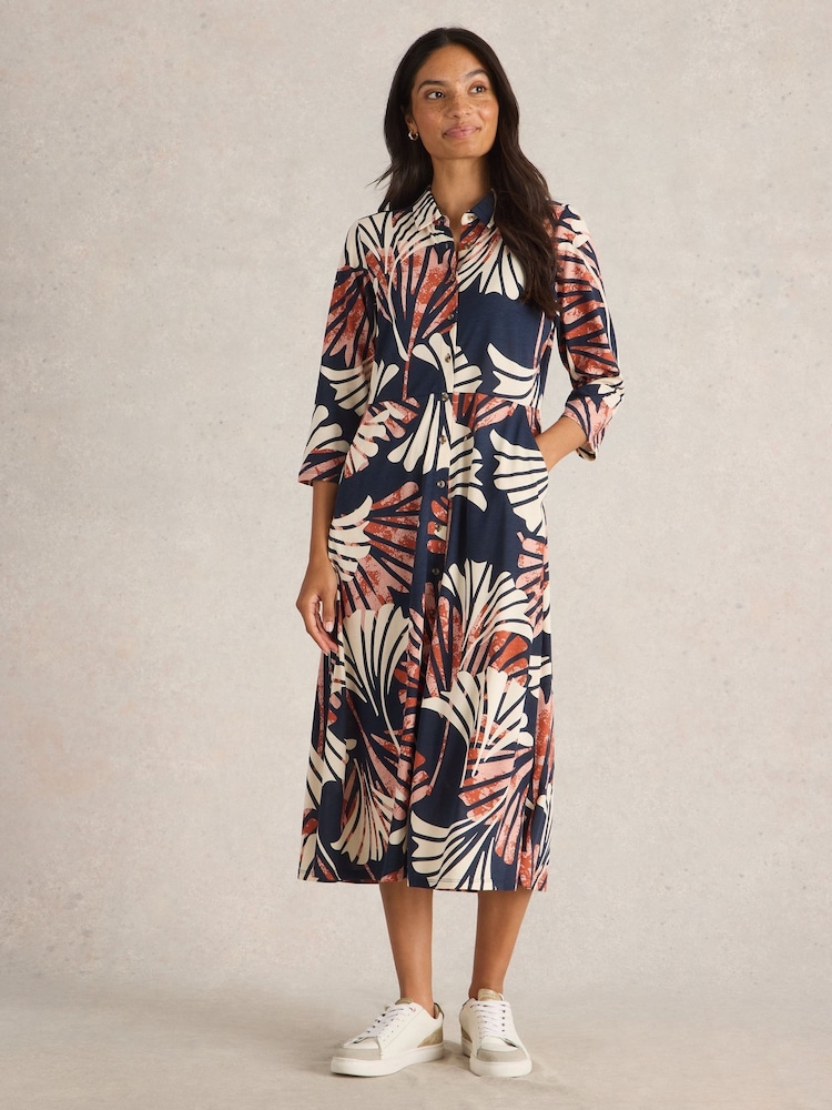White Stuff Blue Rua Jersey Shirt Dress - Image 1 of 6
