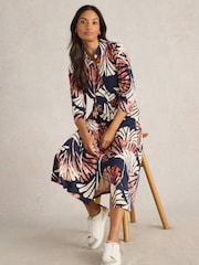 White Stuff Blue Rua Jersey Shirt Dress - Image 2 of 6