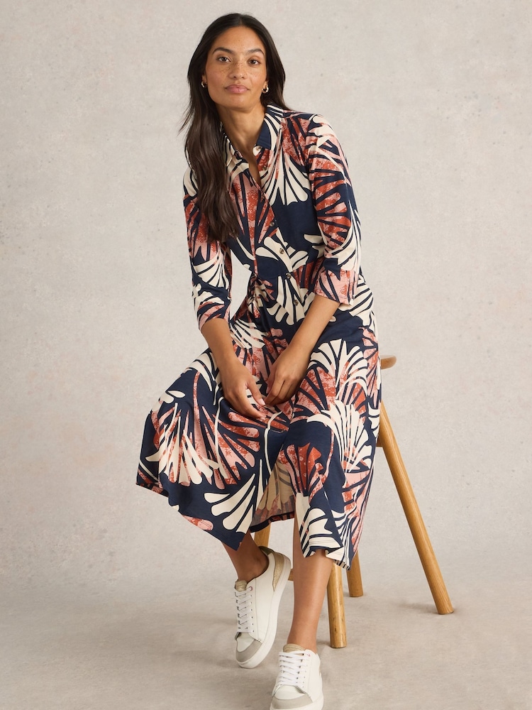 White Stuff Blue Rua Jersey Shirt Dress - Image 2 of 6