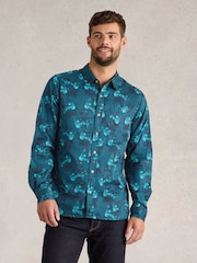 White Stuff Blue 100% Organic Cotton Dark Floral Printed Shirt - Image 1 of 6
