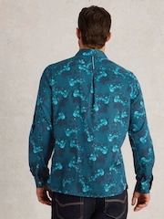 White Stuff Blue 100% Organic Cotton Dark Floral Printed Shirt - Image 3 of 6