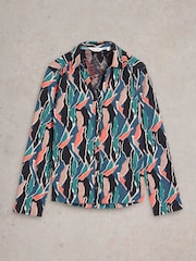 White Stuff Blue Annie Jersey 100% Cotton Shirt - Image 5 of 6