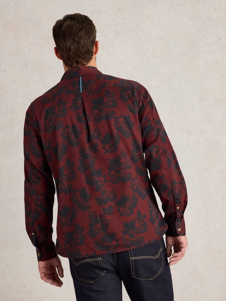 White Stuff Red 100% Organic Cotton Dark Floral Printed Shirt - Image 2 of 6 White Stuff Red 100% Organic Cotton Dark Floral Printed Shirt - Image 2 of 6
