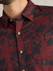 White Stuff Red 100% Organic Cotton Dark Floral Printed Shirt - Image 4 of 6