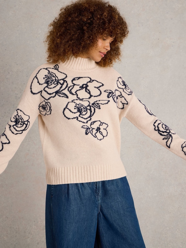 White Stuff Natural Sprig Floral Jumper - Image 1 of 7