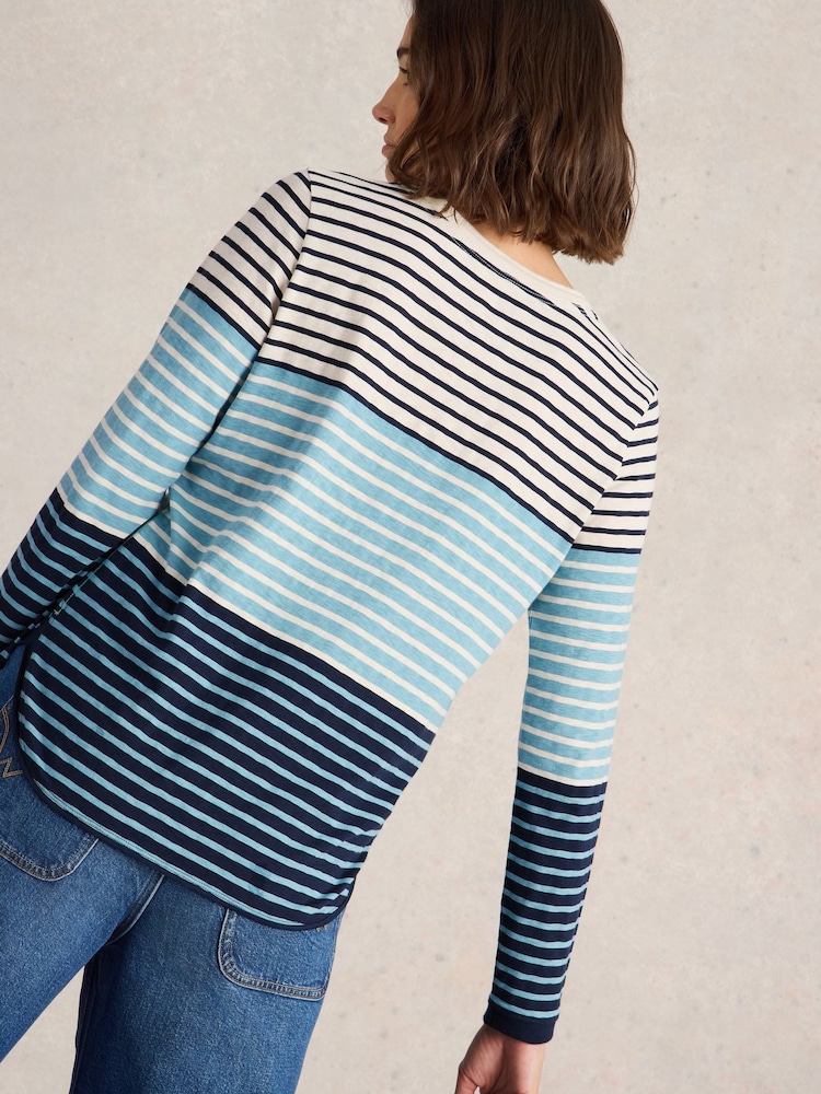 White Stuff Blue Clara Long Sleeve T-Shirt - Image 2 of 6