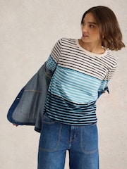 White Stuff Blue Clara Long Sleeve T-Shirt - Image 3 of 6