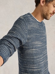 White Stuff Blue Combe Spacedye Jumper - Image 4 of 6