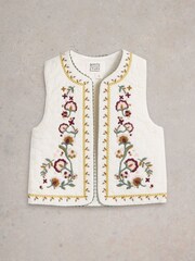 White Stuff Natural Embroidered Gilet - Image 1 of 3