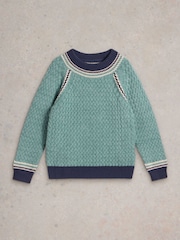 White Stuff Green Raglan Detail Crew Jumper - Image 1 of 3