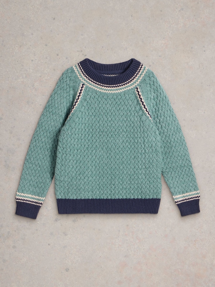White Stuff Green Raglan Detail Crew Jumper - Image 1 of 3