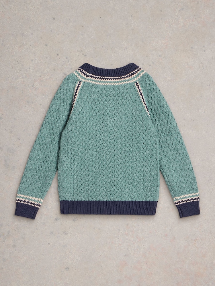 White Stuff Green Raglan Detail Crew Jumper - Image 2 of 3