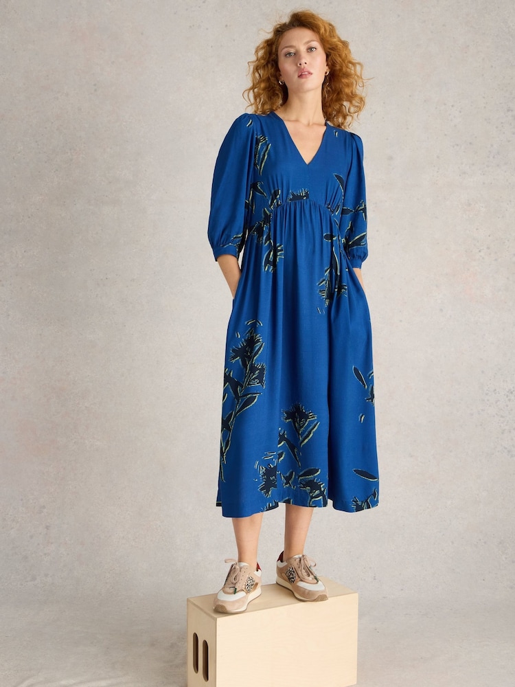White Stuff Blue Lucy Midi Dress - Image 1 of 6
