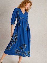 White Stuff Blue Lucy Midi Dress - Image 3 of 6