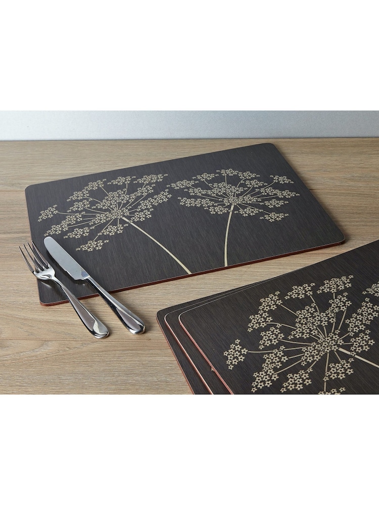 Creative Tops Set of 4 Black Large Cork Backed Placemats with Art Print - Image 1 of 4