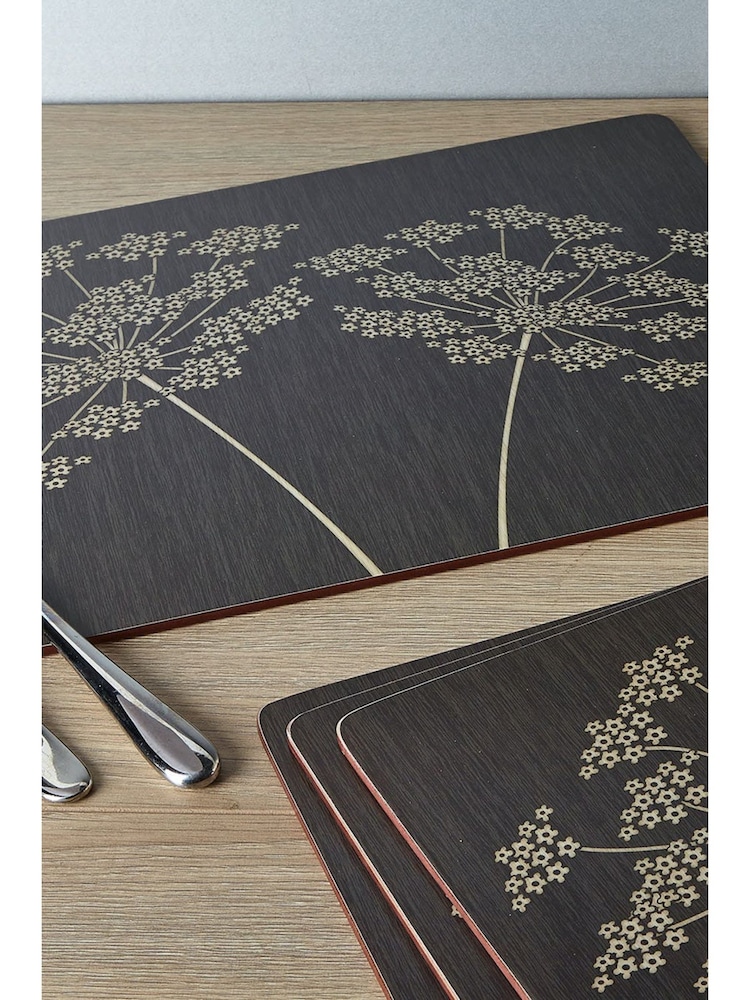 Creative Tops Set of 4 Black Large Cork Backed Placemats with Art Print - Image 2 of 4