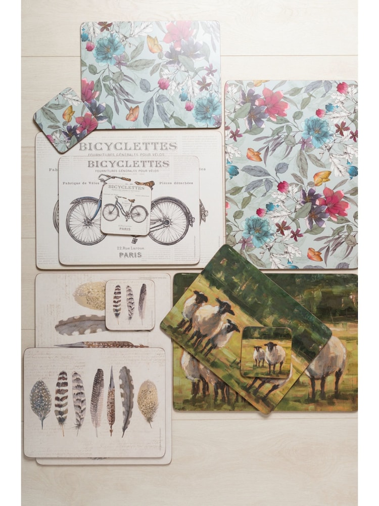 Creative Tops Set of 4 Teal Blue Large Cork Backed Butterfly Placemats - Image 2 of 4