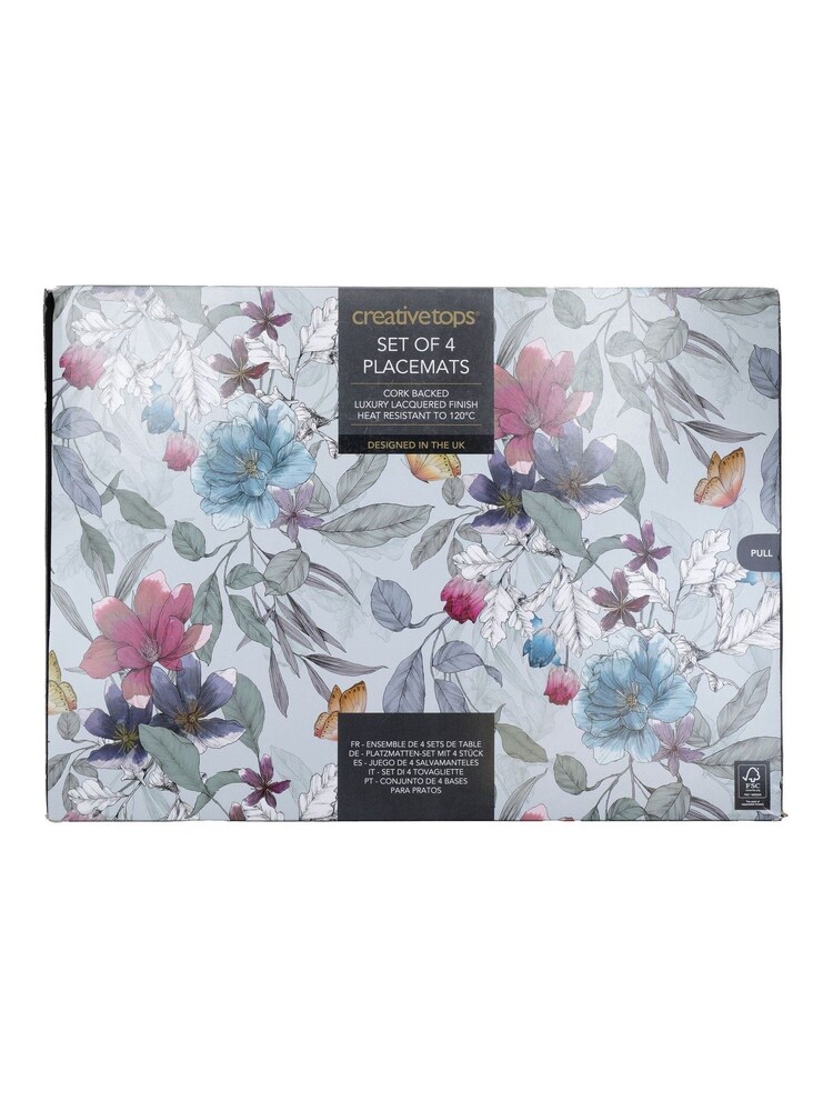 Creative Tops Set of 4 Teal Blue Large Cork Backed Butterfly Placemats - Image 4 of 4