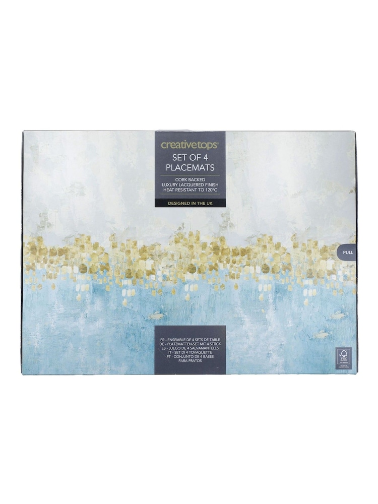 Creative Tops Set of 4 Blue Large Cork Backed Placemats with Art Print - Image 4 of 4